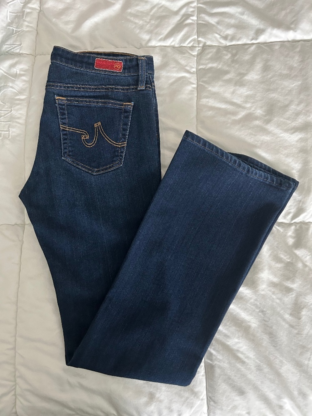 Vintage Adriano Goldschmied AG Bootcut Jeans Size 29R Dark Wash Red Patch
